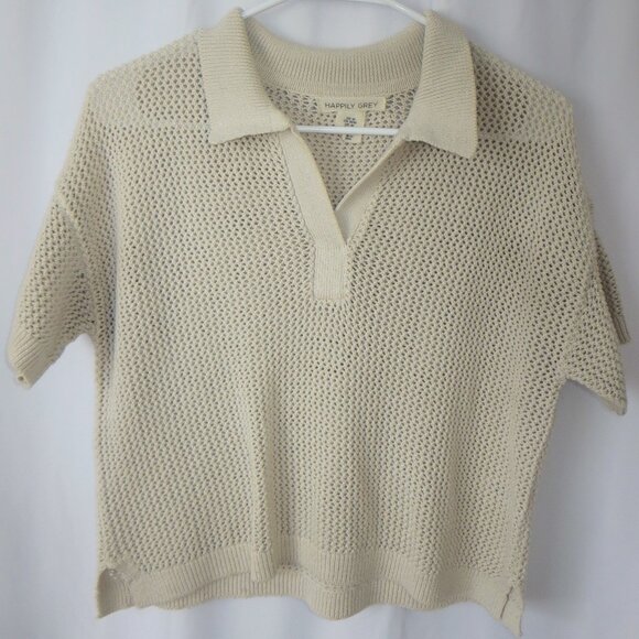 Happily Grey Junior Knit Cream Crop Top - Picture 1 of 4